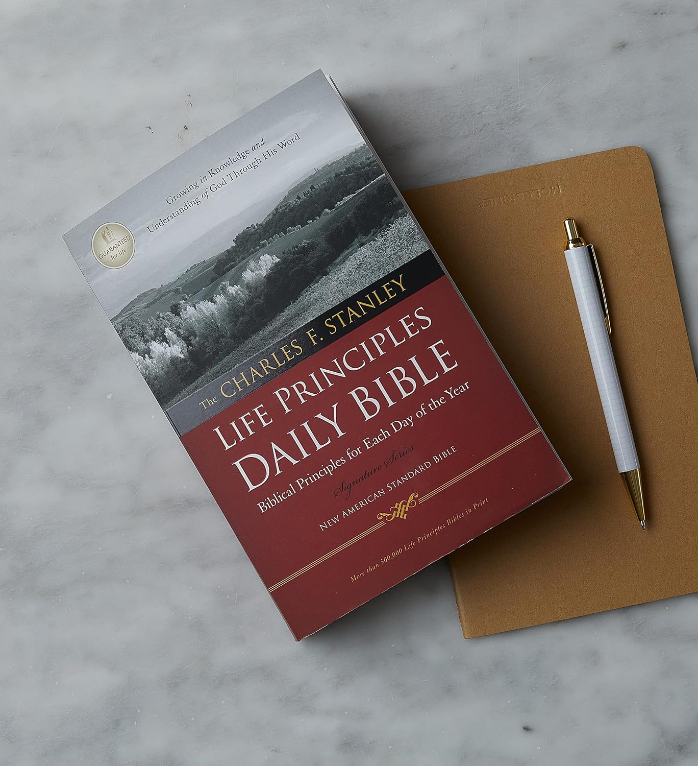 Charles F. Stanley Life Principles Daily Bible cover detail
