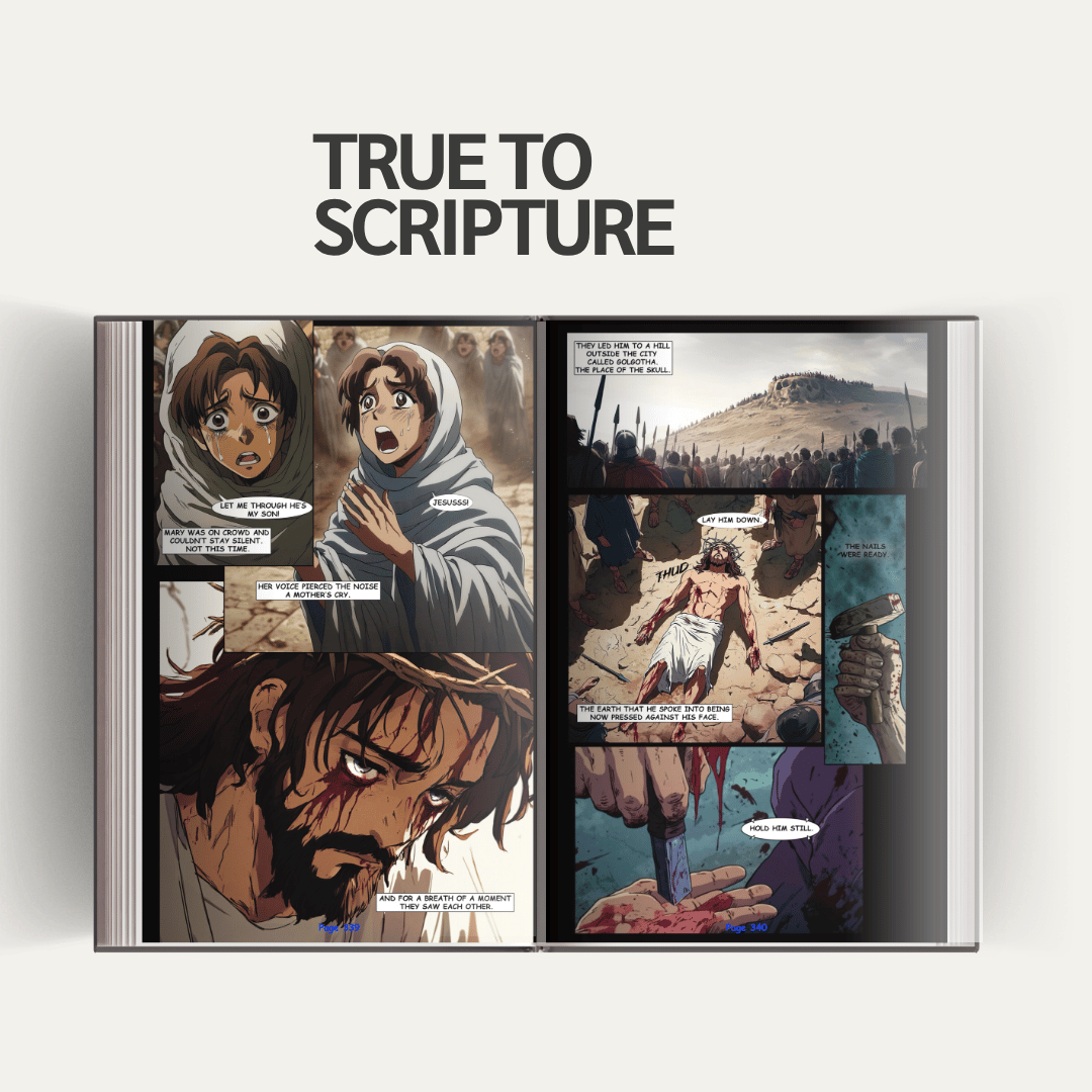 An illustrated scene inside The Hero Bible