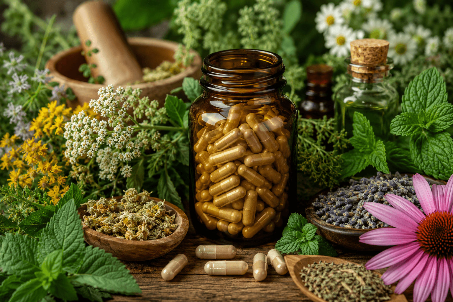 Traditional household ingredients arranged for reading