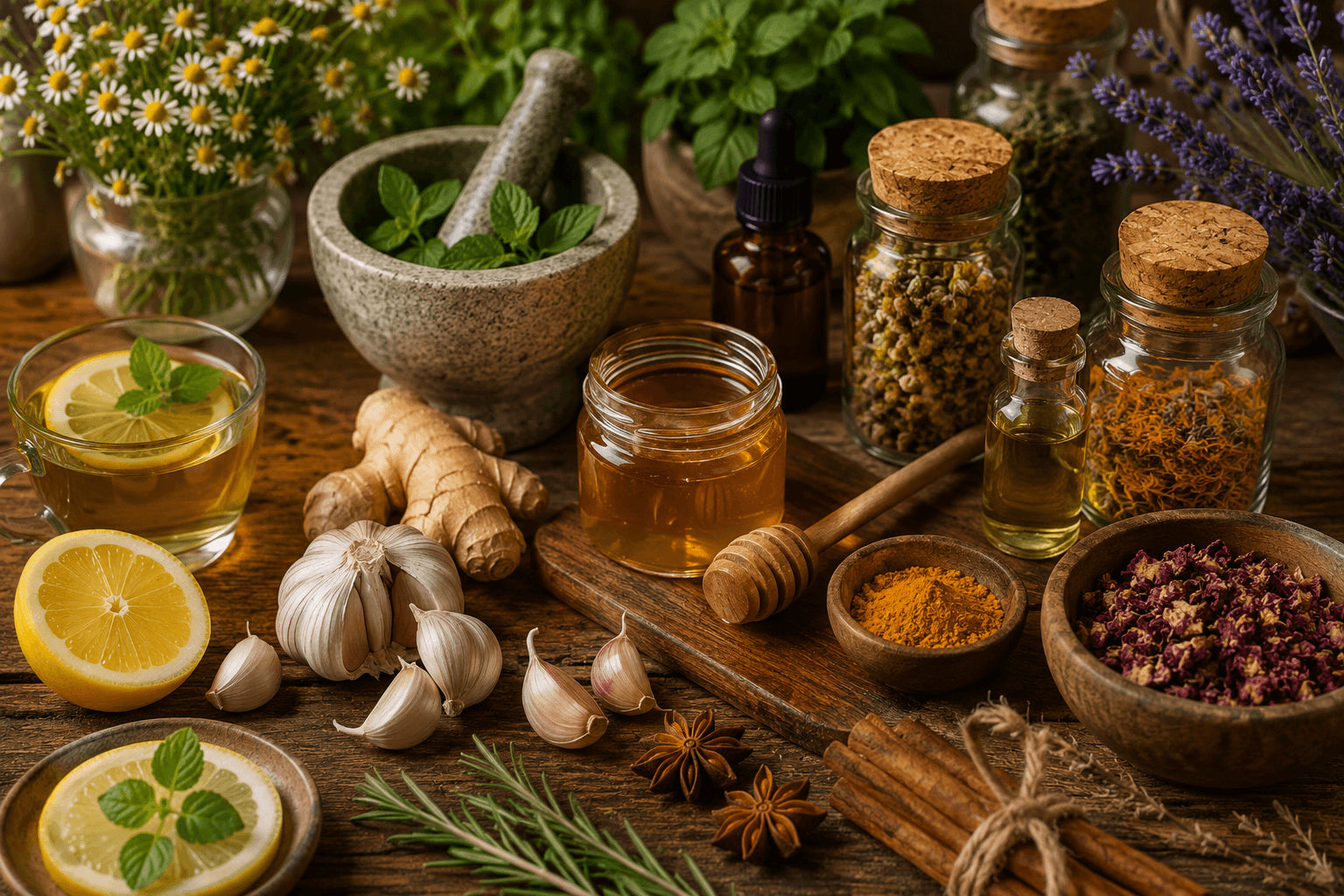 Old Ways Remedies Book arranged with traditional ingredients