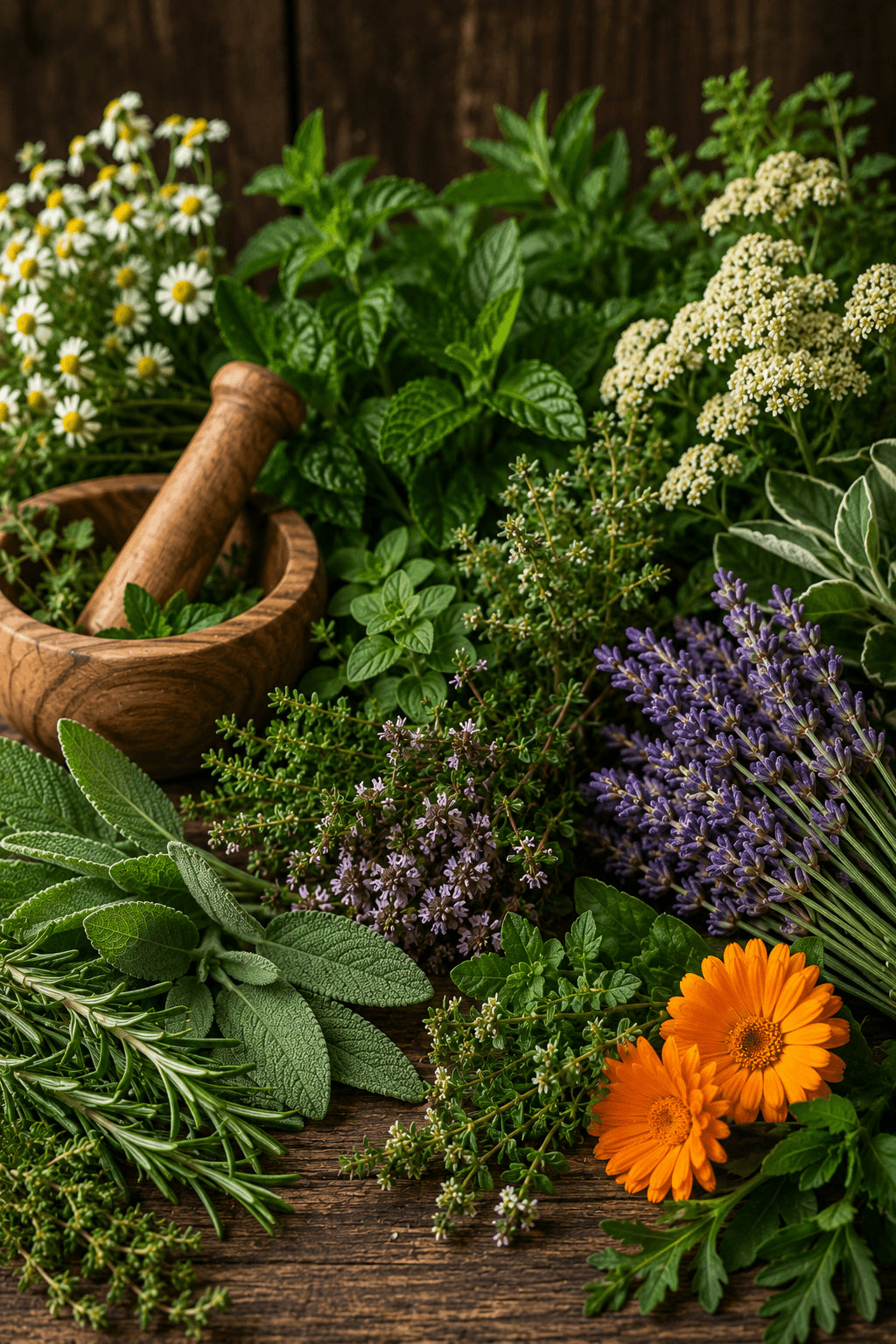 Traditional herbs and printed reference material